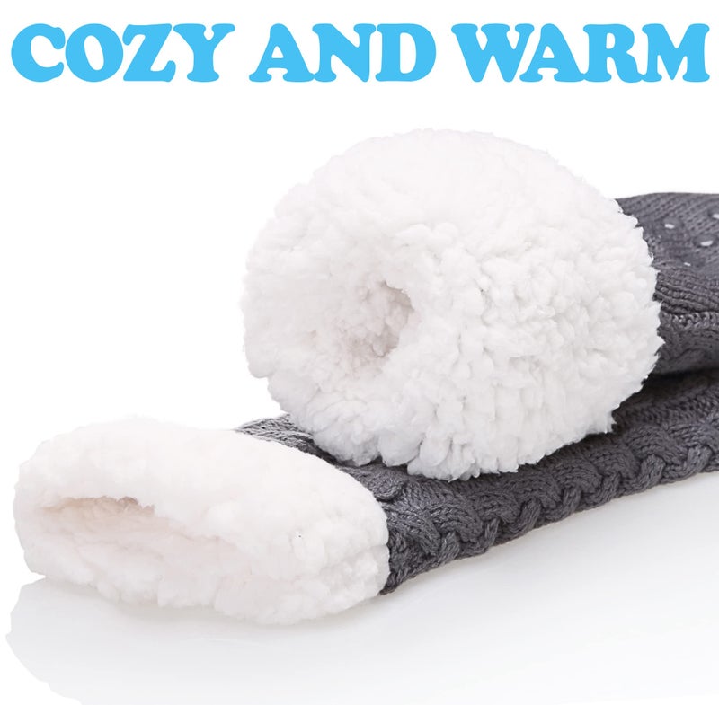 SDBING Women's Winter Super Soft Warm Cozy Fleece Lined Fuzzy Slipper Socks with Grippers (Dark Gray, 6-10) - Image 4